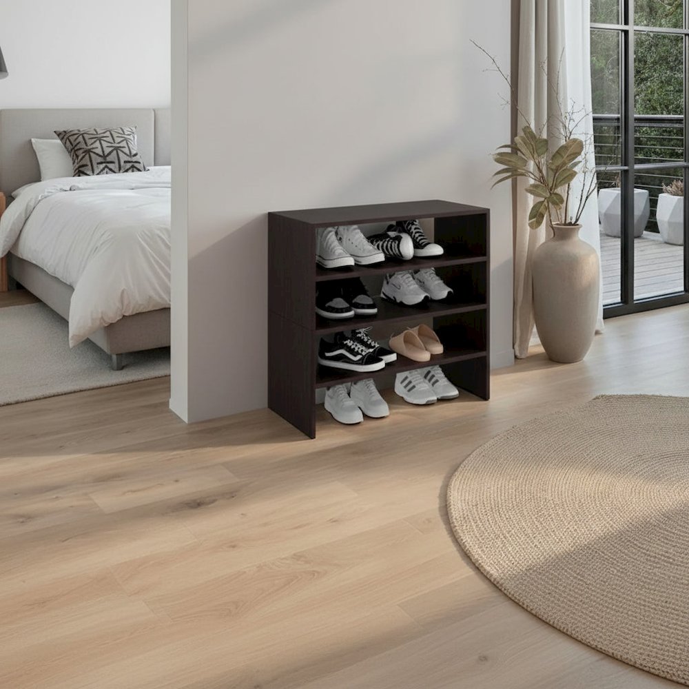 Houston Modern Shoe Rack Stylish Design for Bedroom and Hallway, Wengue. Picture 2
