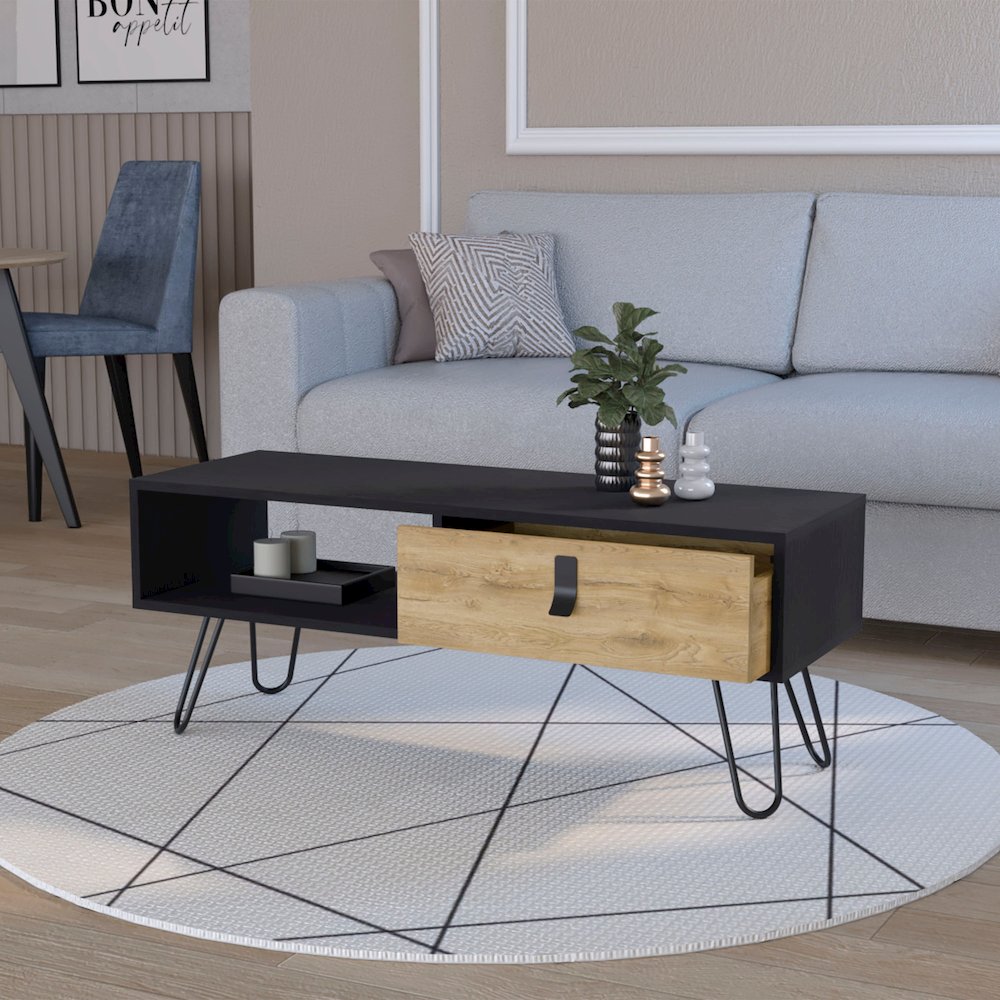 Kimball Coffee Table with Drawer and Hairpin Legs. Picture 6