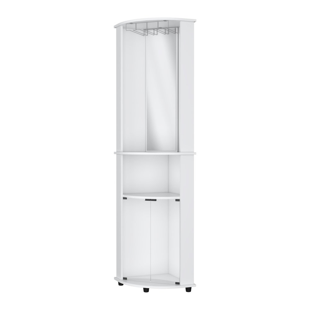 Oregon Corner Bar Cabinet, 3-Tier Shelf with Glass Rack. Picture 2