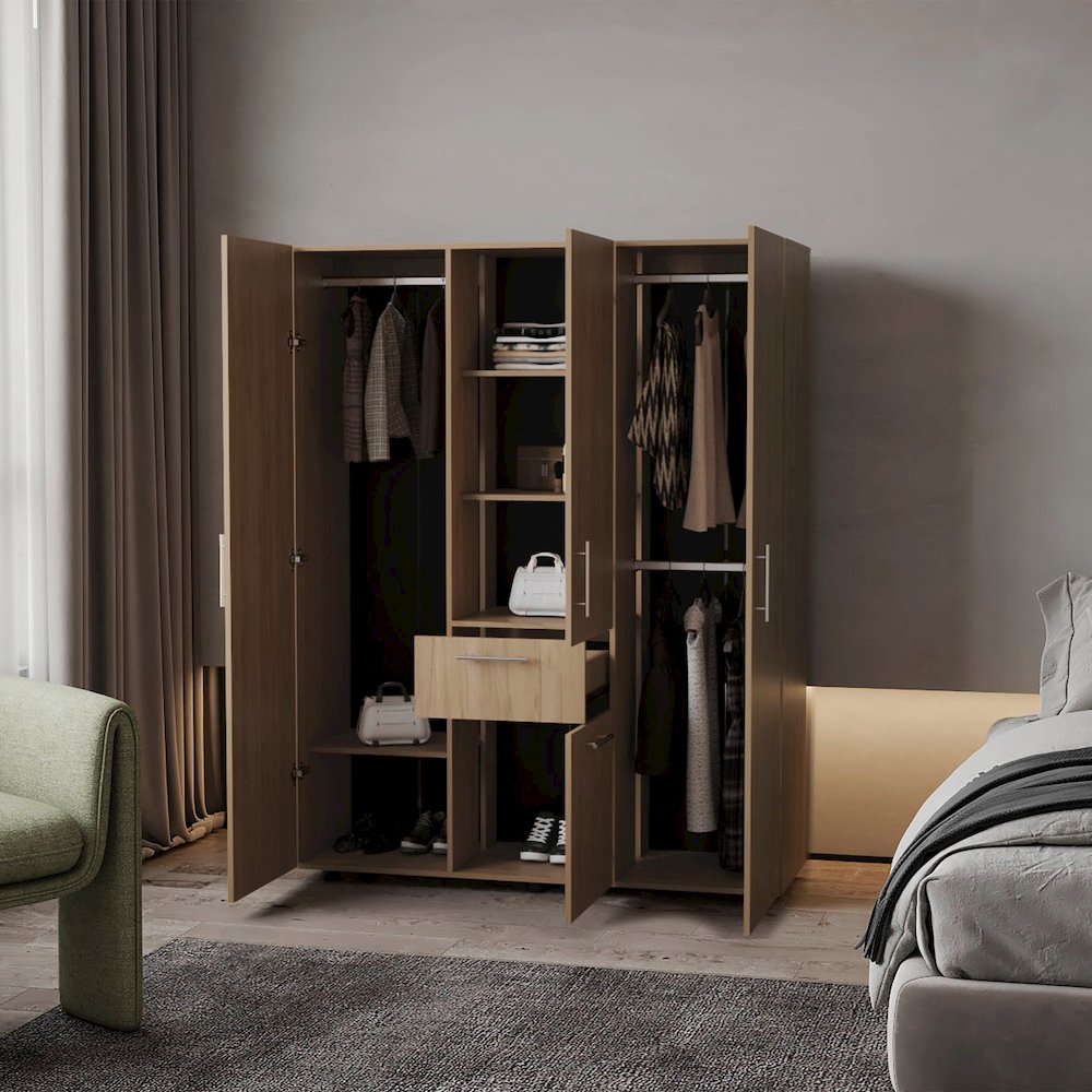 Alamo Lake Armoire Multi-storage with one Drawer, Natural Oak. Picture 3