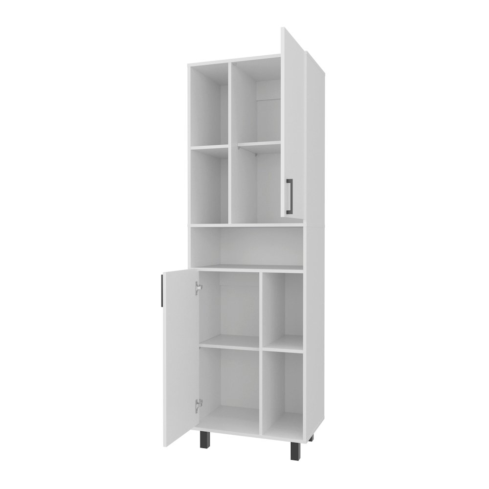 Buckshot Kitchen Pantry with Open Storage and 2 Doors,  White. Picture 6