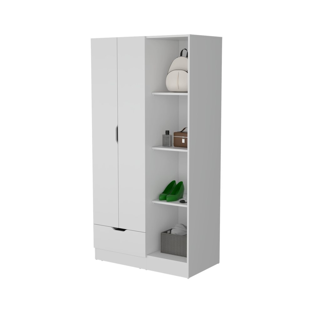 Redmond Armoire with Single Drawer, 4 Storage Shelves and Hanging Rod. Picture 6