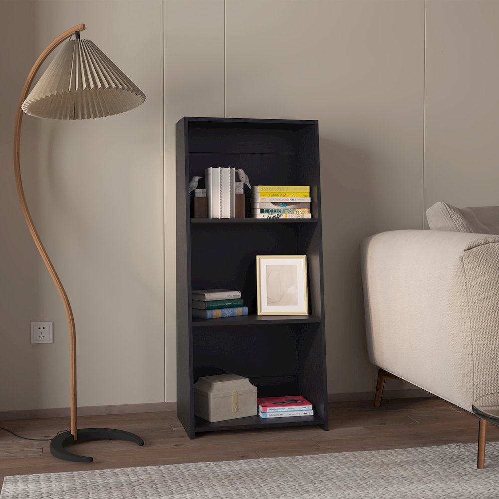Anthem Bookcase in melamine with three shelves, Wenge. Picture 6