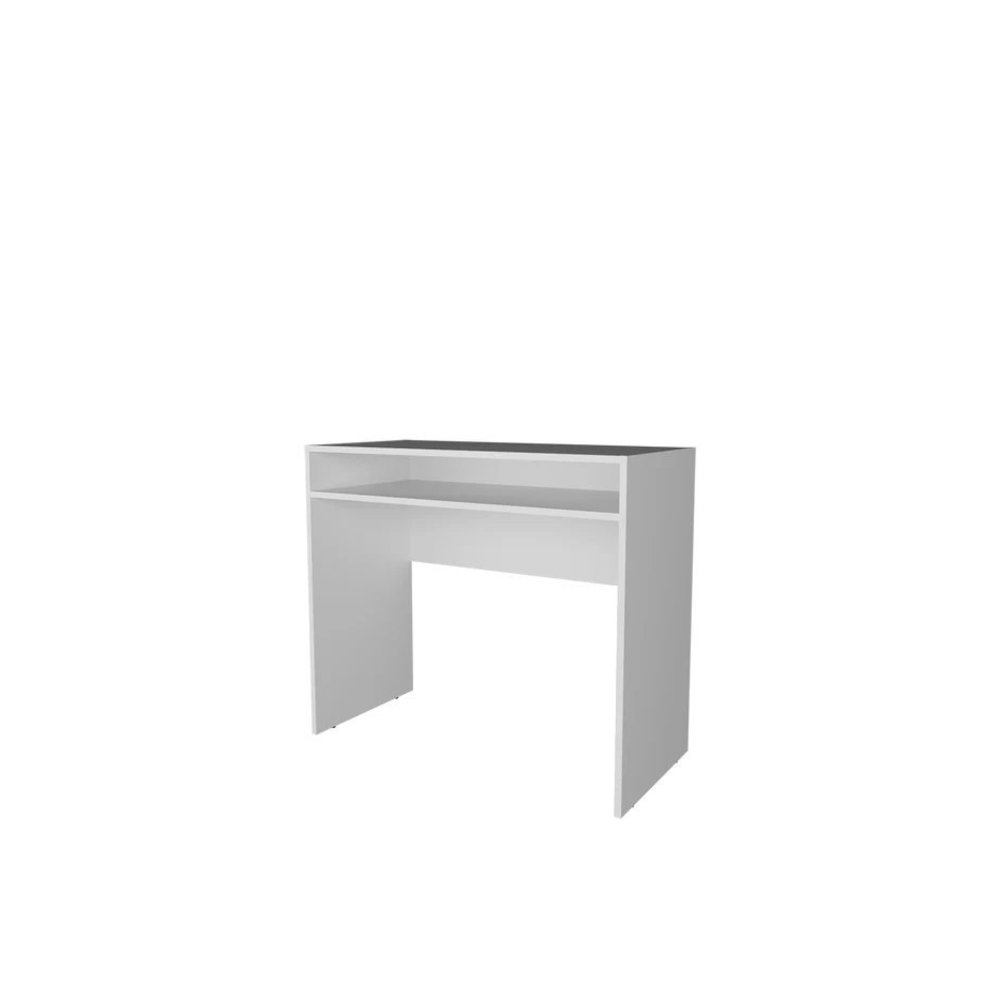 Estill Desk in Melamine With Storage, White. Picture 2