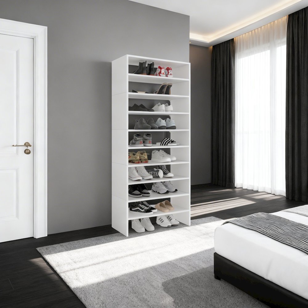Berlin Shoe Rack with Open Shelves,  Ideal for Modern Home Spaces, White. Picture 2