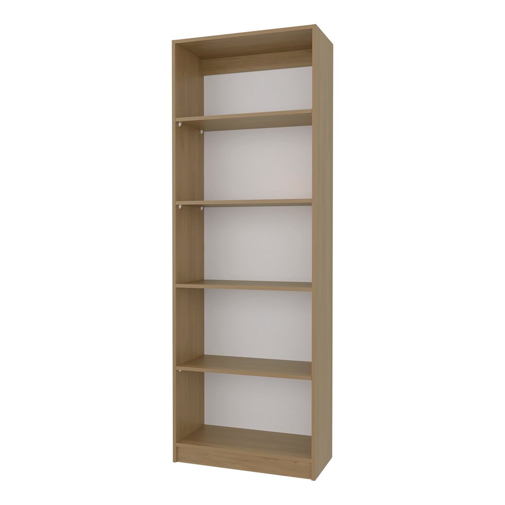 Dam Bookcase with Open Storage and 5 Shelves, Natural Oak and White. Picture 1