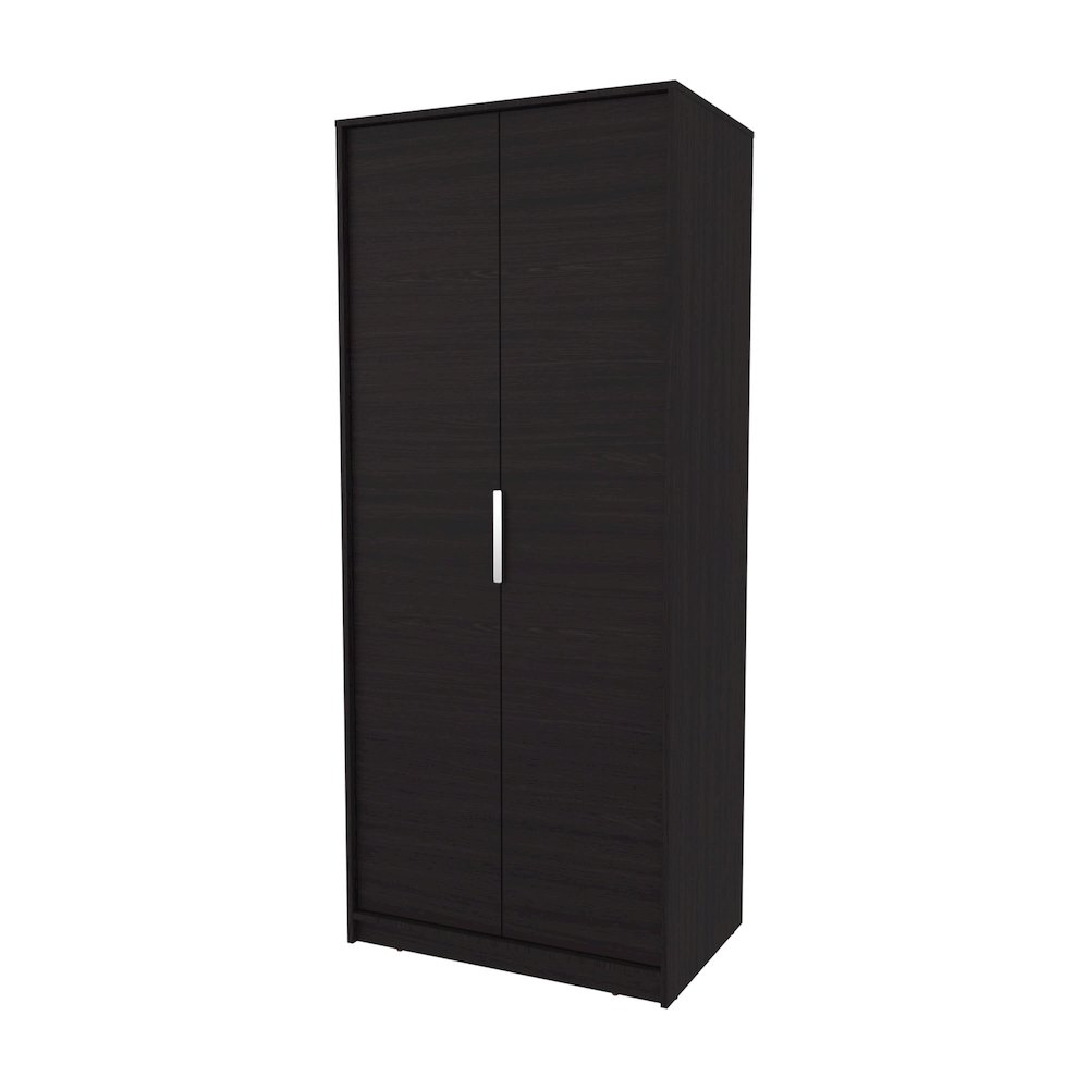 Wardrobe Berlin, Two Doors, Hanging Rod, Two Shelves, Shoe Rack, Bedroom, Wengue. Picture 1