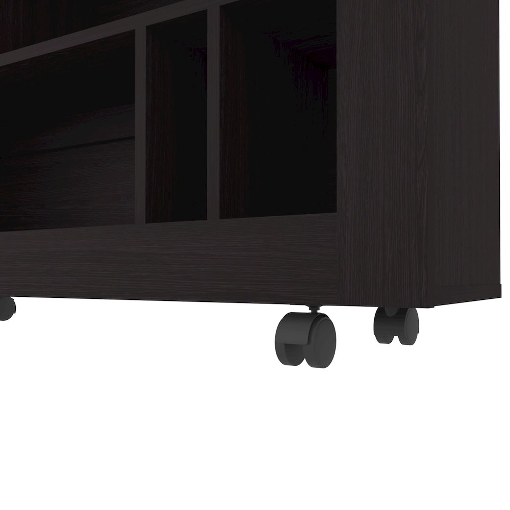 Cowlic Console Table in Melamine with Open Storage, Wengue. Picture 6