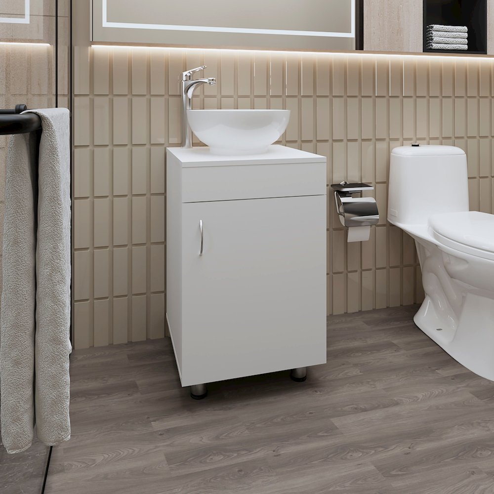 Loli Bathroom Vanity with Integrated Sink and Faucet, White. Picture 4