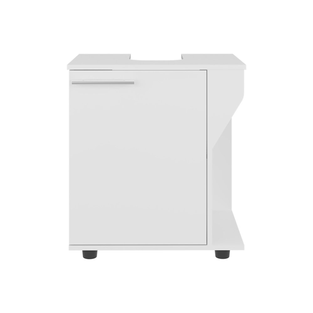 Bend Under Sink Storage Cabinet, Compact Design, with Two Shelves, White. Picture 1