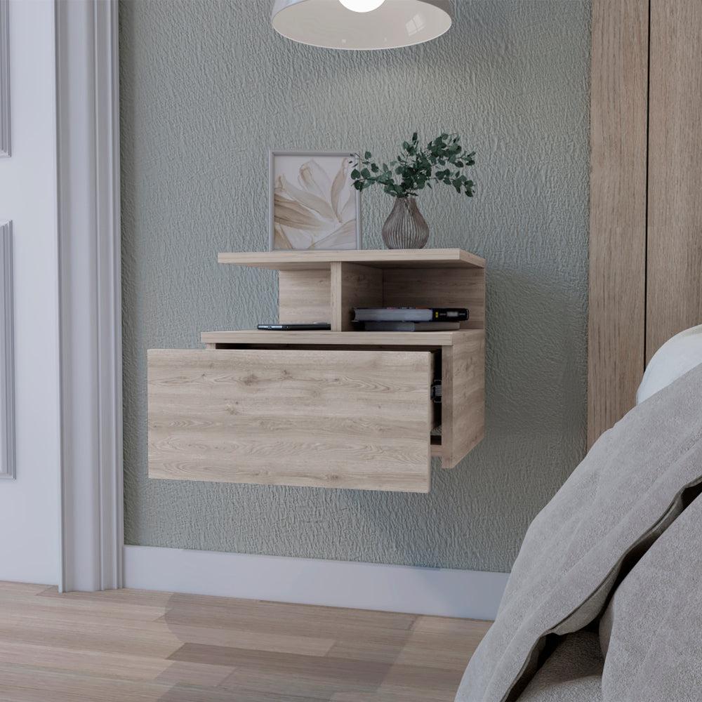 Augusta Floating Nightstand with 2-Tier Shelf and 1-Drawer. Picture 3