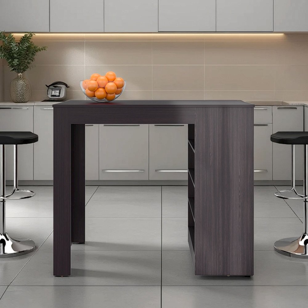 Luna Modern Kitchen Island with Open Storage, Wenge. Picture 2