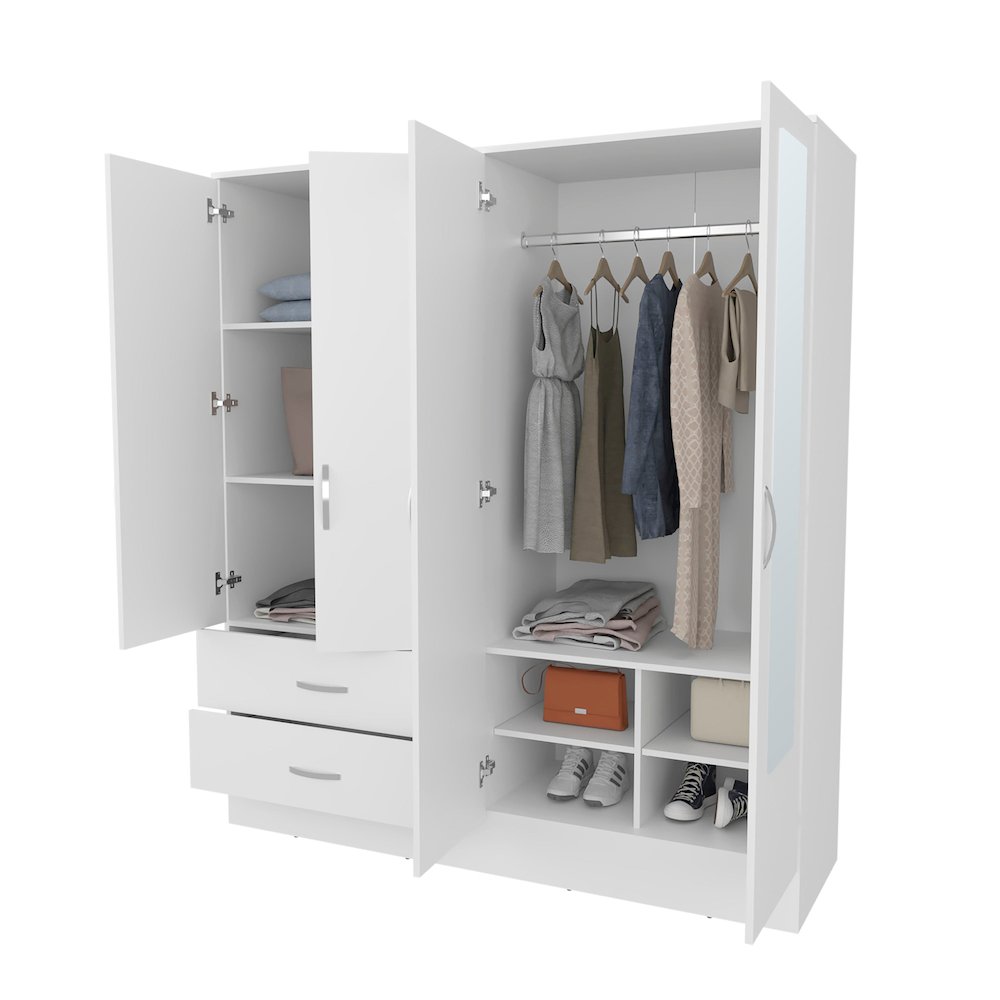 Hilda Wardrobe Multistorage with Two Mirrors, White. Picture 2