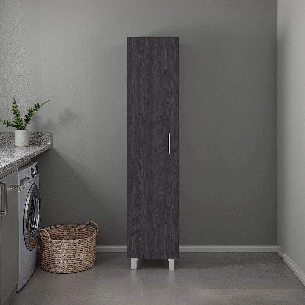 Vegas Storage Cabinet for Laundry Room with Fixed Shelves, Wenge. Picture 2
