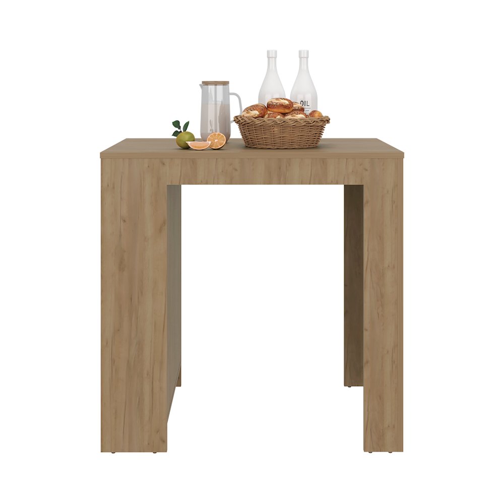 Harlan Kitchen Island, Counter Height Table Top with 3-Side Shelf, Natural Oak. Picture 3