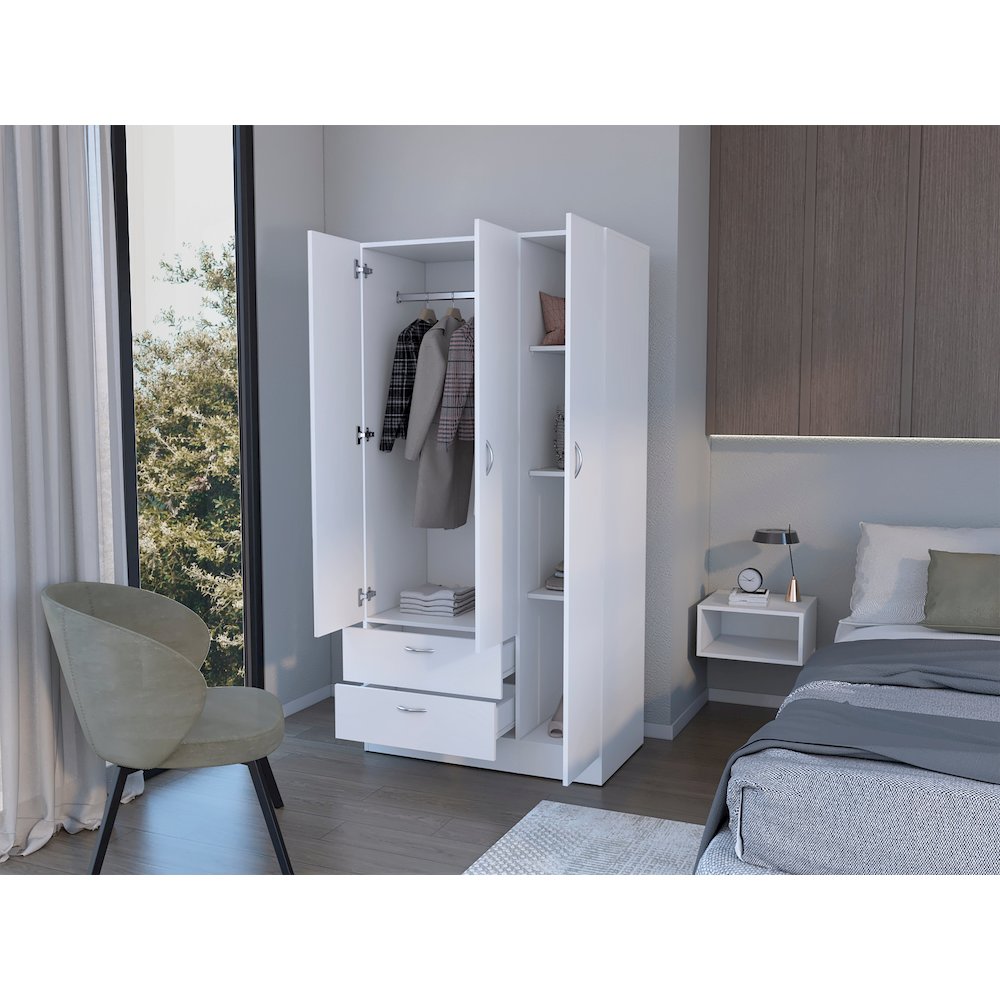 Modern Wardrobe with Ample Storage,a mirror, two Drawers, Four Shelves. Picture 5