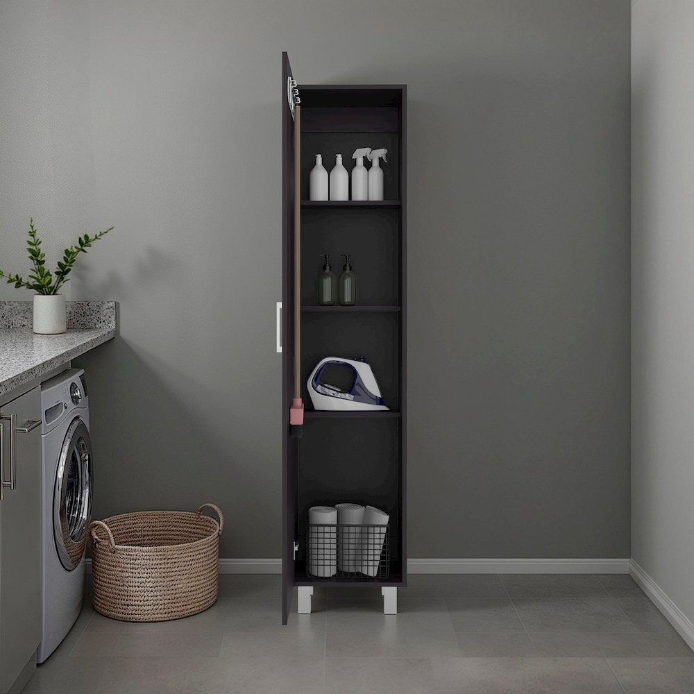 Vegas Storage Cabinet for Laundry Room with Fixed Shelves, Wenge. Picture 4