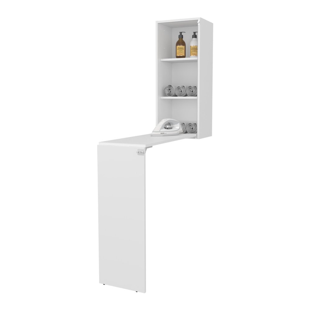 Rincon Valley Folding Table with Storage, White. Picture 5