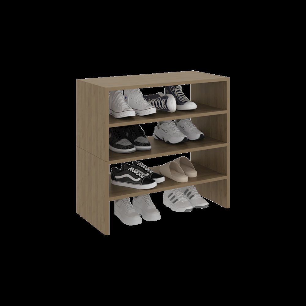 Orion Modern Shoe Rack Functional Design for Bedroom and Entryway, Natural Oak. Picture 4