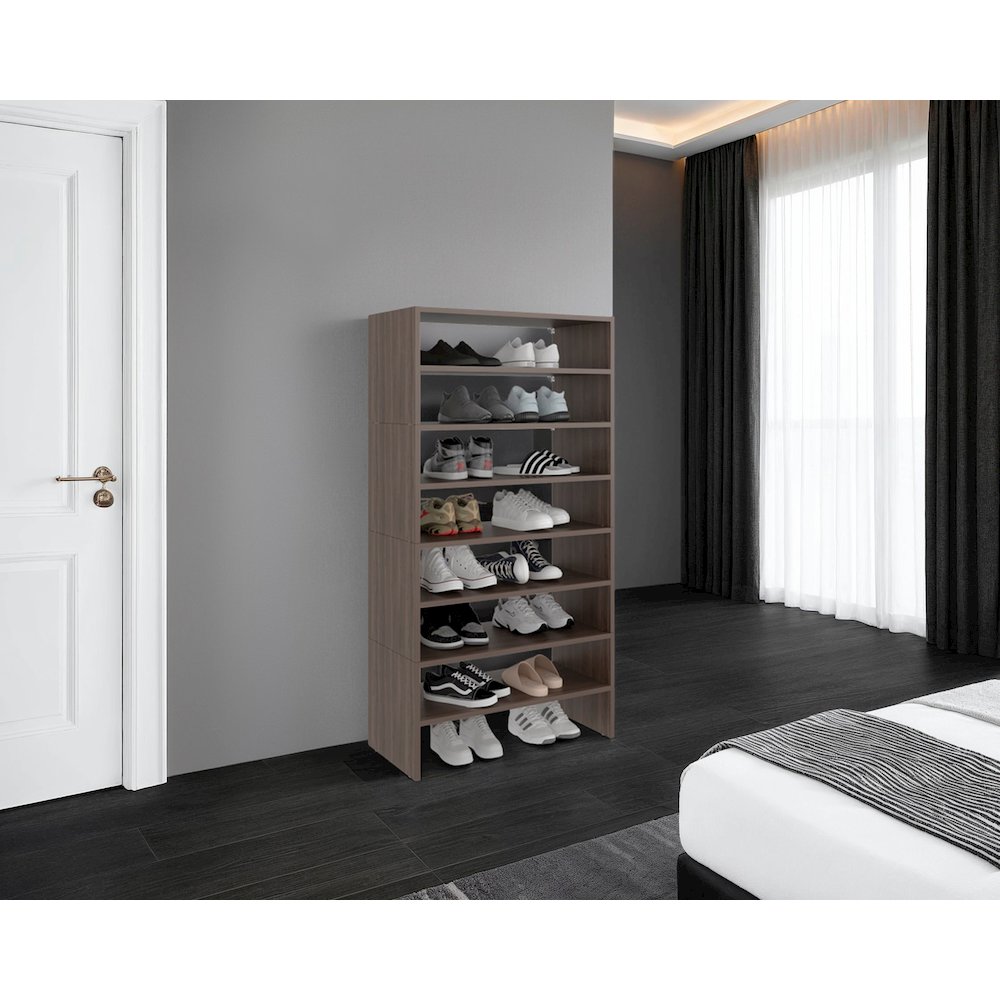 Modern Shoe Rack Multi Tier Storage for Bedroom and Entryway, Gray Walnut. Picture 2