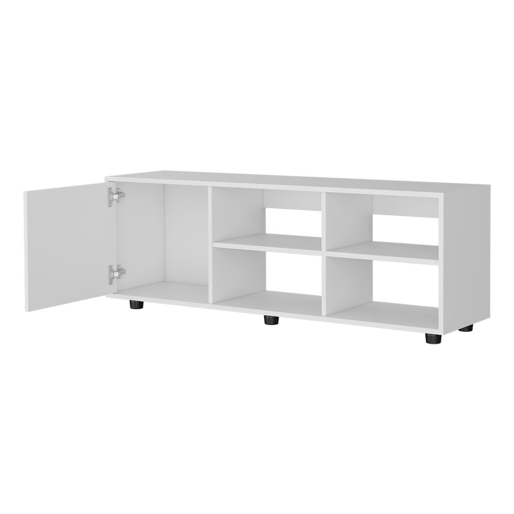 Parker TV Stand with a Door and Open Storage, White. Picture 6