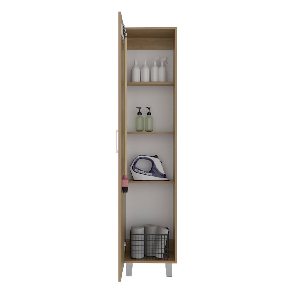 Vegas Storage Cabinet for Laundry Room with Fixed Shelves, Natural Oak. Picture 5