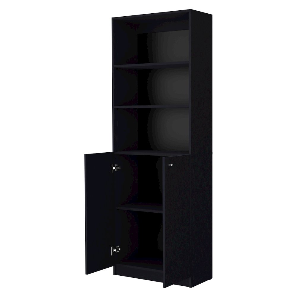 Sutton 2-Door Bookcase, Storage with Multi-Level Shelves, Wenge. Picture 5