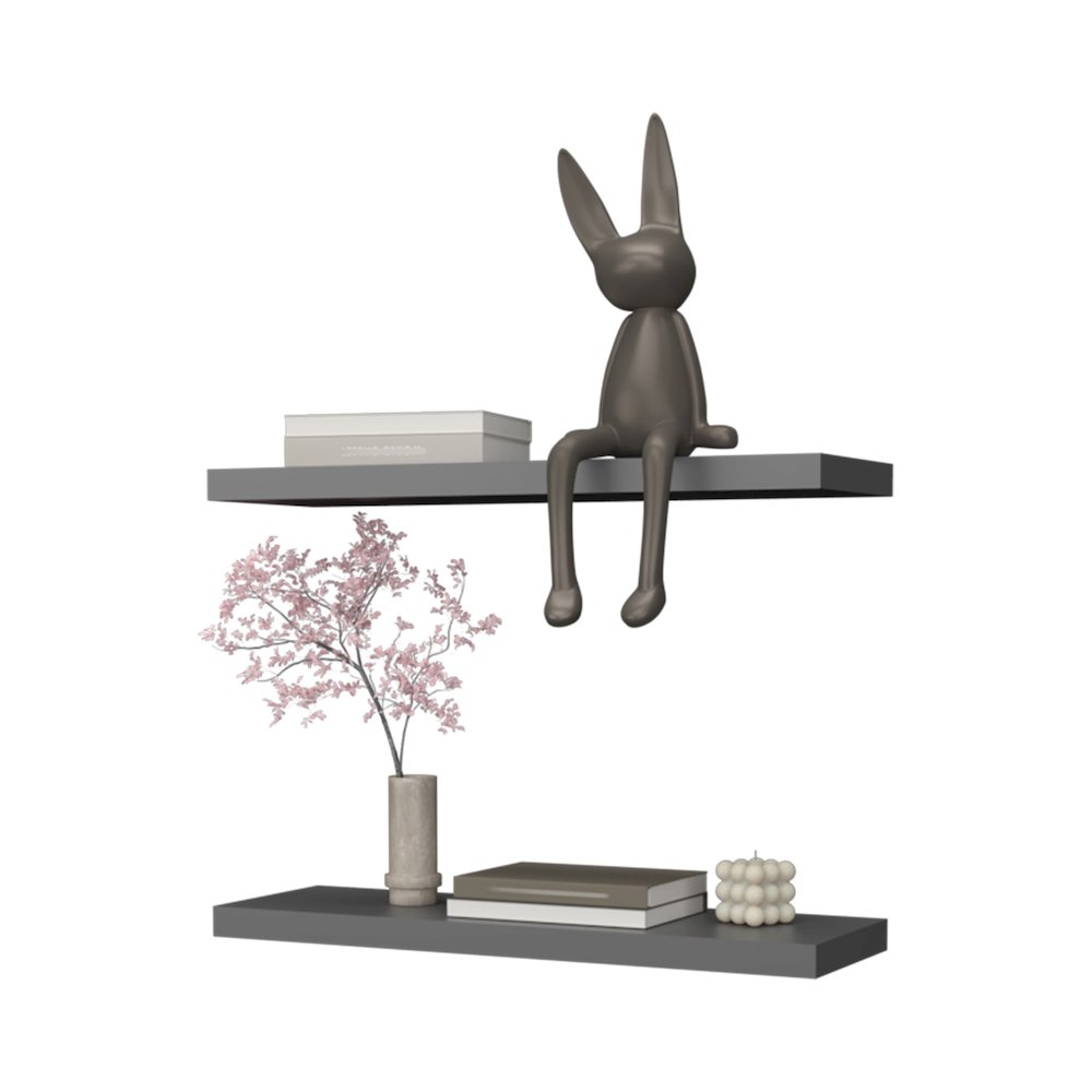 Iva Floating Shelf in Melamine x2, Matt Grey. Picture 3
