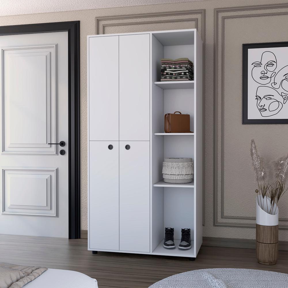 Bethel Armoire Closet with 1-Drawer, Storage Cabinets and Hanging Rods. Picture 4