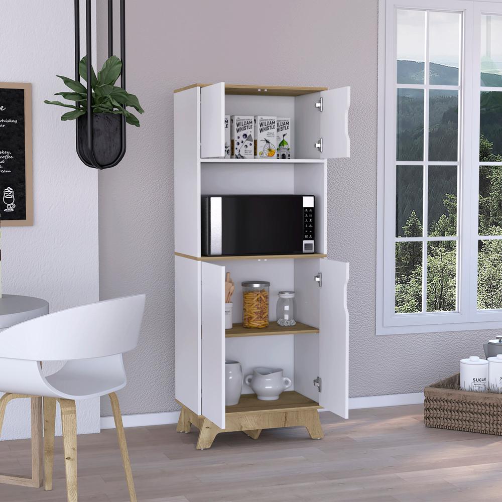 Brussel Microwave Pantry Cabinet, Top Double Door Cabinet, Countertop Surface. Picture 5