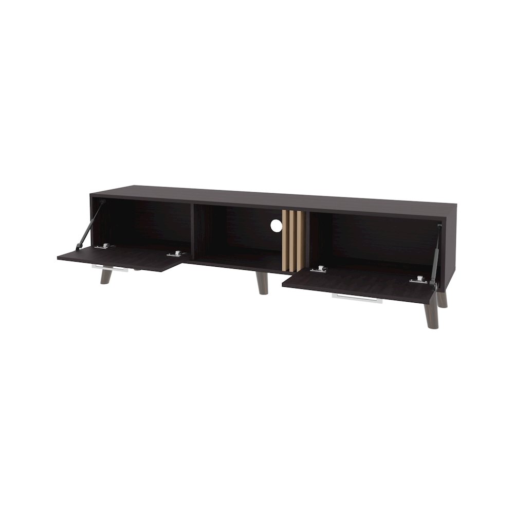 Dragon Tv Stand with 2 Doors and Open Storage, Wengue. Picture 6