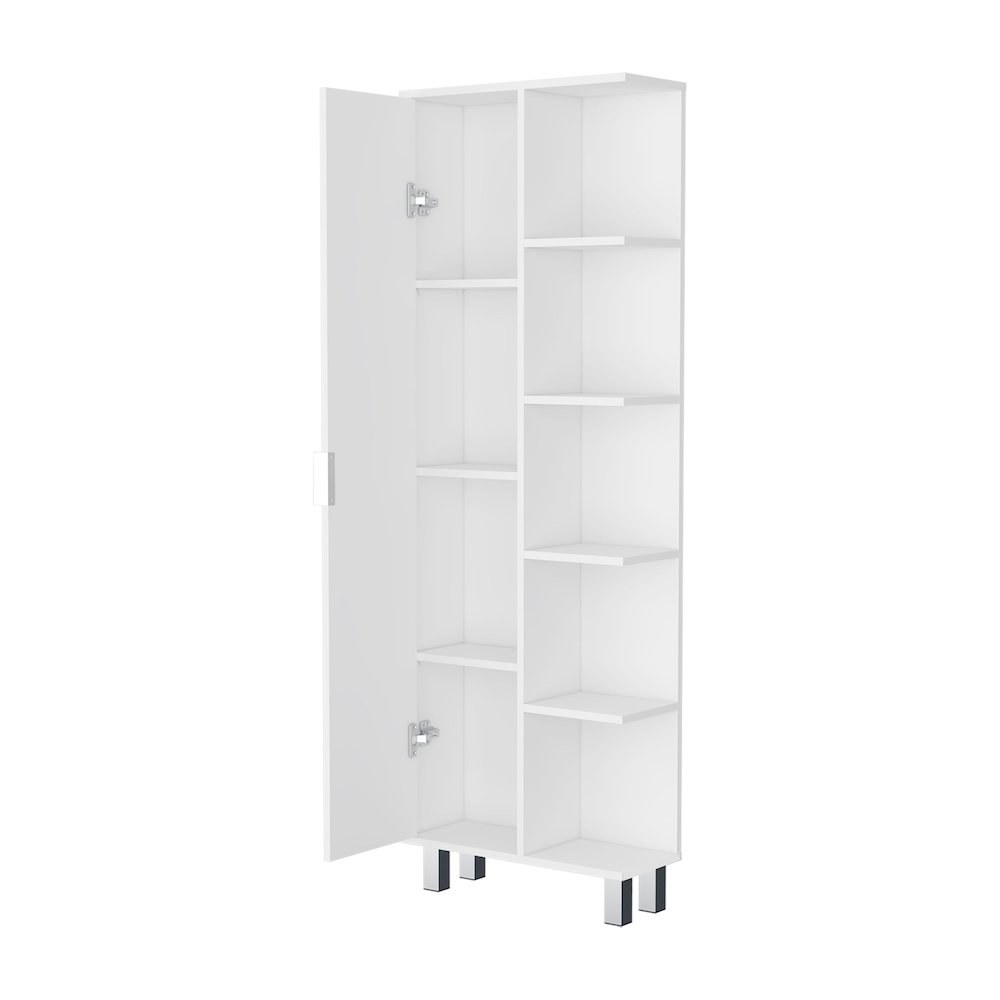 Randall Linen Cabinet, with 1  door and 9 shelves, White. Picture 3