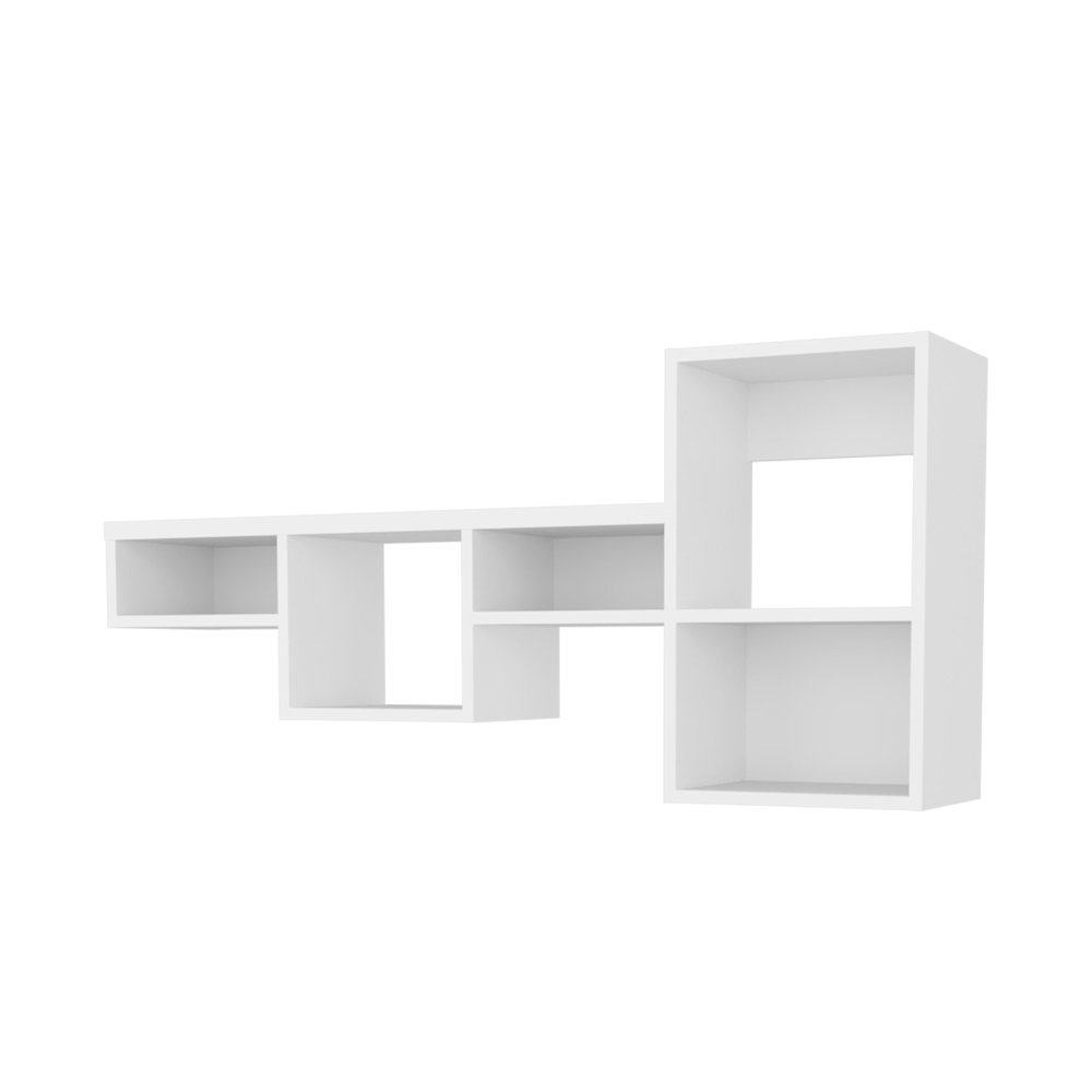 Globe Wall-Mounted Shelf Unit with 5 Shelves, White. Picture 1