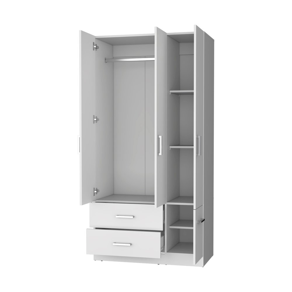 Douglas Armoire in melamine, two drawers, hanging rod and 4 doors.. Picture 3