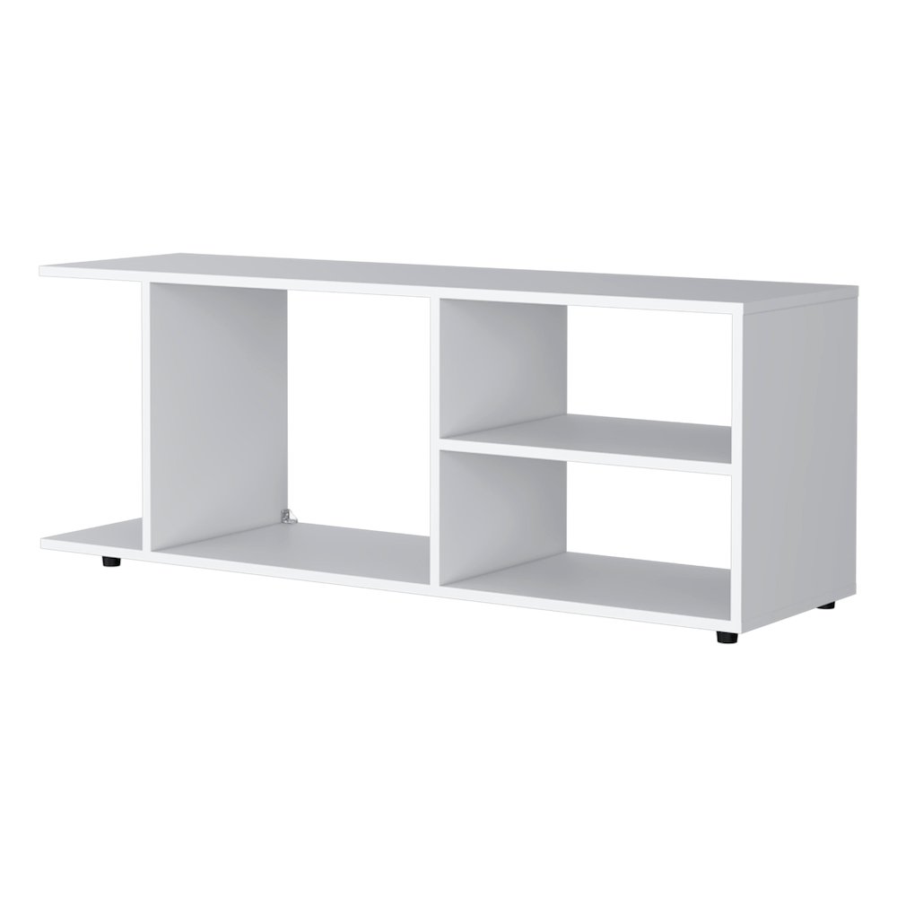 Tubac TV Rack in Melamine With Open Storage, White. Picture 1