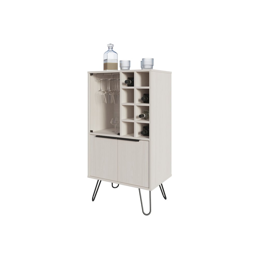 Fairfax Bar Cabinet in melamine with glass rack and wine storage. Picture 6