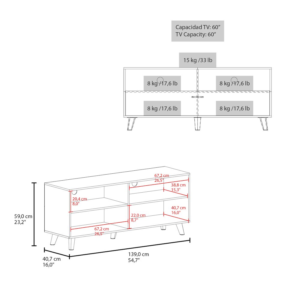 Wenge City Tv Stand 60" with Open Storage and 1 Door, Wengue. Picture 2