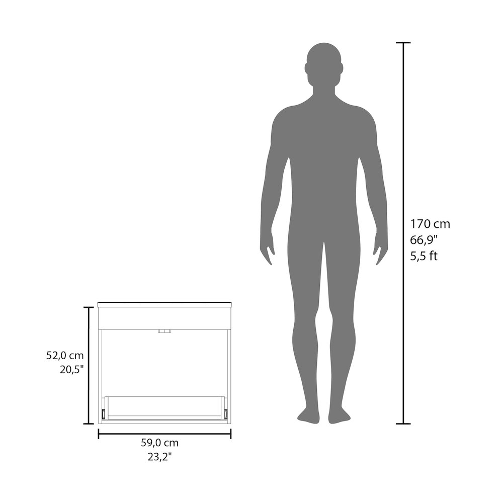 Story Floating Bathroom Vanity Set with Sink, One Drawer Wengue. Picture 7