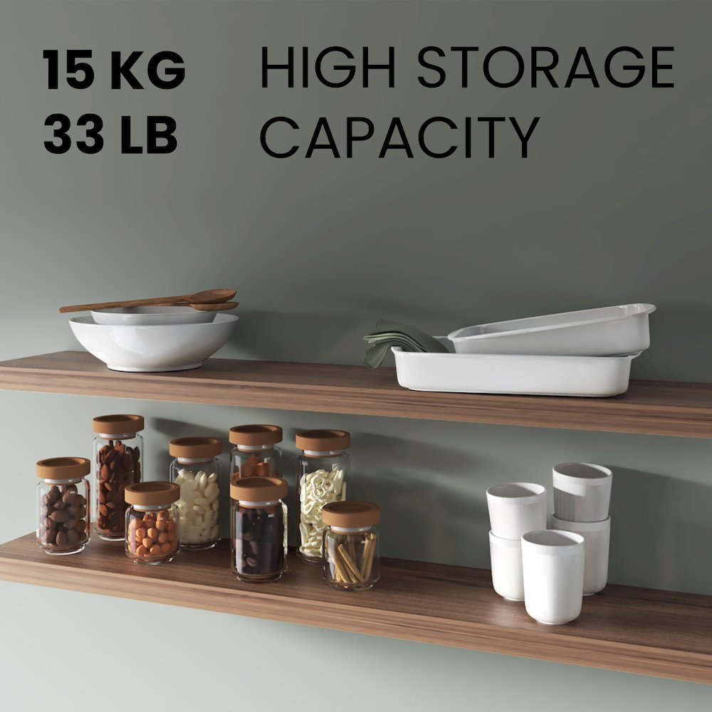 Greer Floating Shelf in Melamine x2, Light Brown. Picture 3