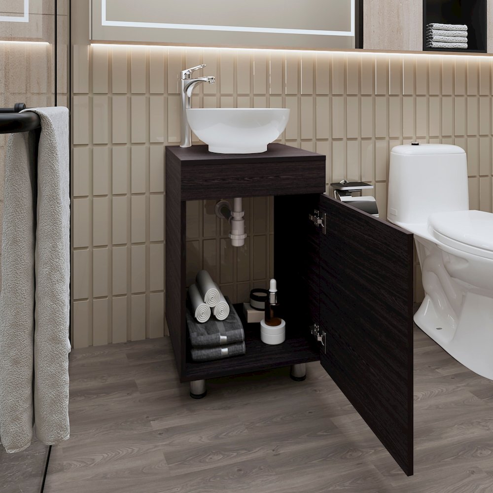 Loli Bathroom Vanity with Integrated Sink and Faucet, Wengue. Picture 3