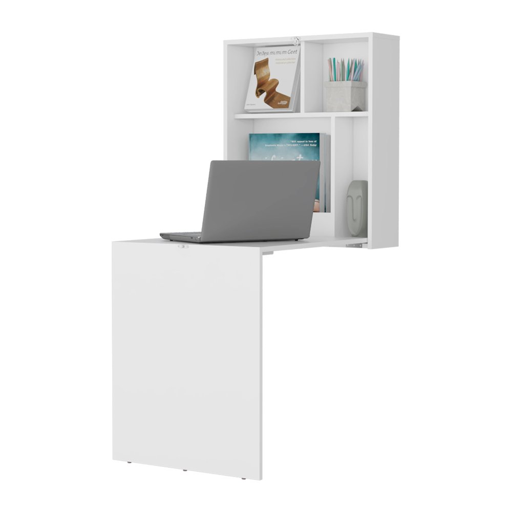 Aguila Wall-Mounted Drop-Leaf Table, White. Picture 5