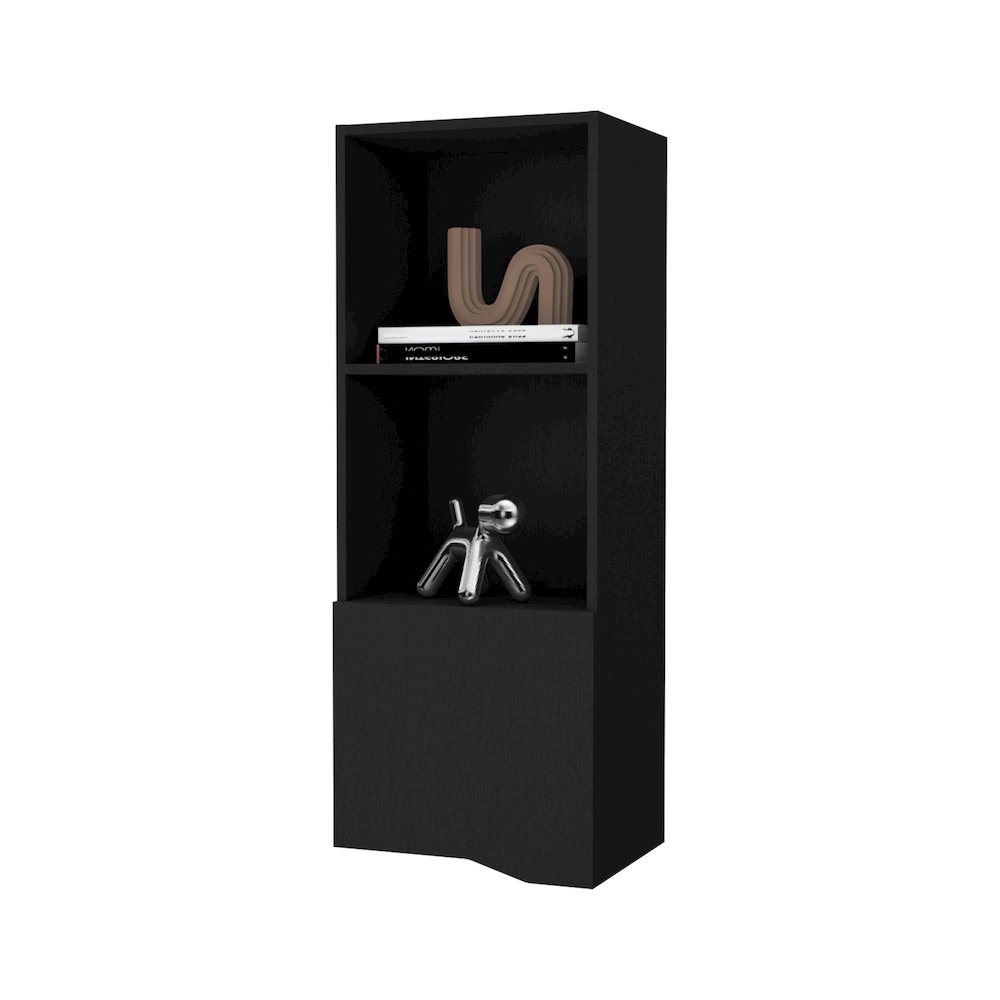 Pima Wall Cabinet in Melamine With One Door, Wenge. Picture 4