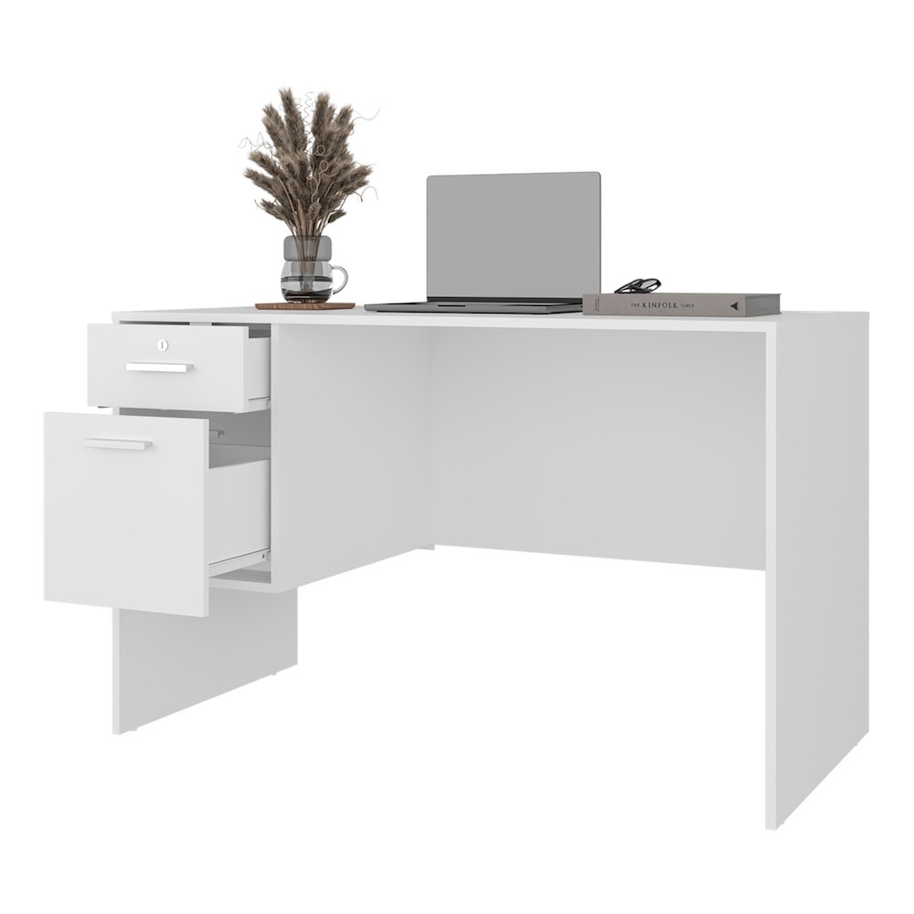 Magia Desk, 2 Drawers (1 Lockable), Modern Design, White Finish, Home Office. Picture 4