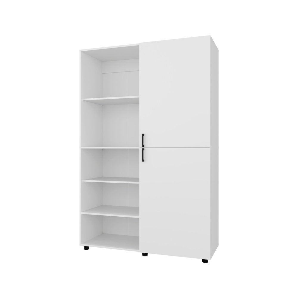 Ollie 2-Door Wardrobe with Open Storage,White. Picture 2