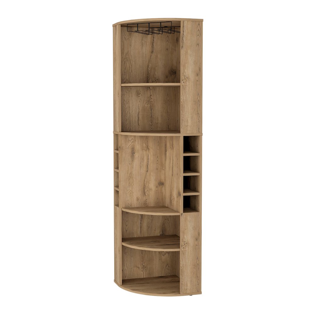 Clifton Corner Bar Cabinet, with 5 shelves,Cup Hanger,Macadamia. Picture 3
