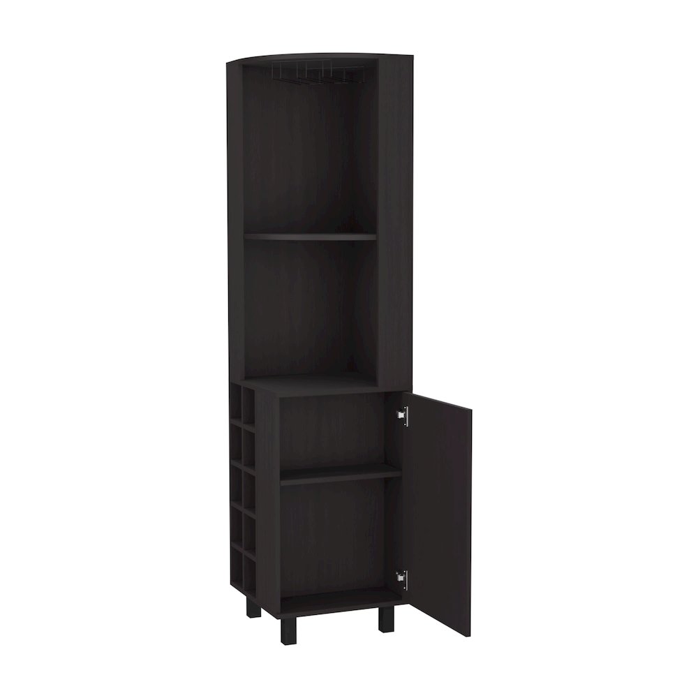 Leah Corner Bar cabinet with ample storage and wine rack, Wengue. Picture 6