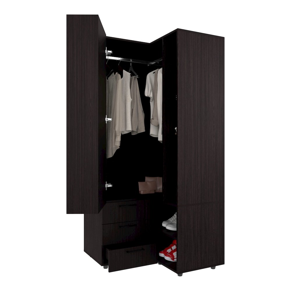 Thatcher Armoire- wardrobe, shoe storage, Open Storage and 2 - drawer, Wenge. Picture 2