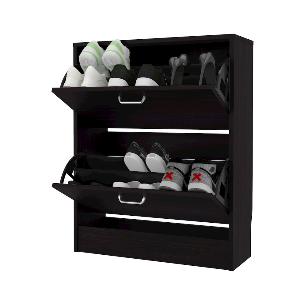 Ozzy Shoe Cabinet, 2 Tilt-Out Doors, Slim Design, Internal Supports, Wenge. Picture 3