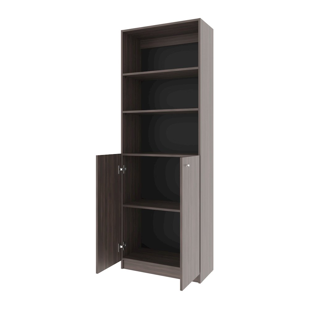 Beyerville Bookcase with Open Storage and 2 Doors, Stained Walnut. Picture 6