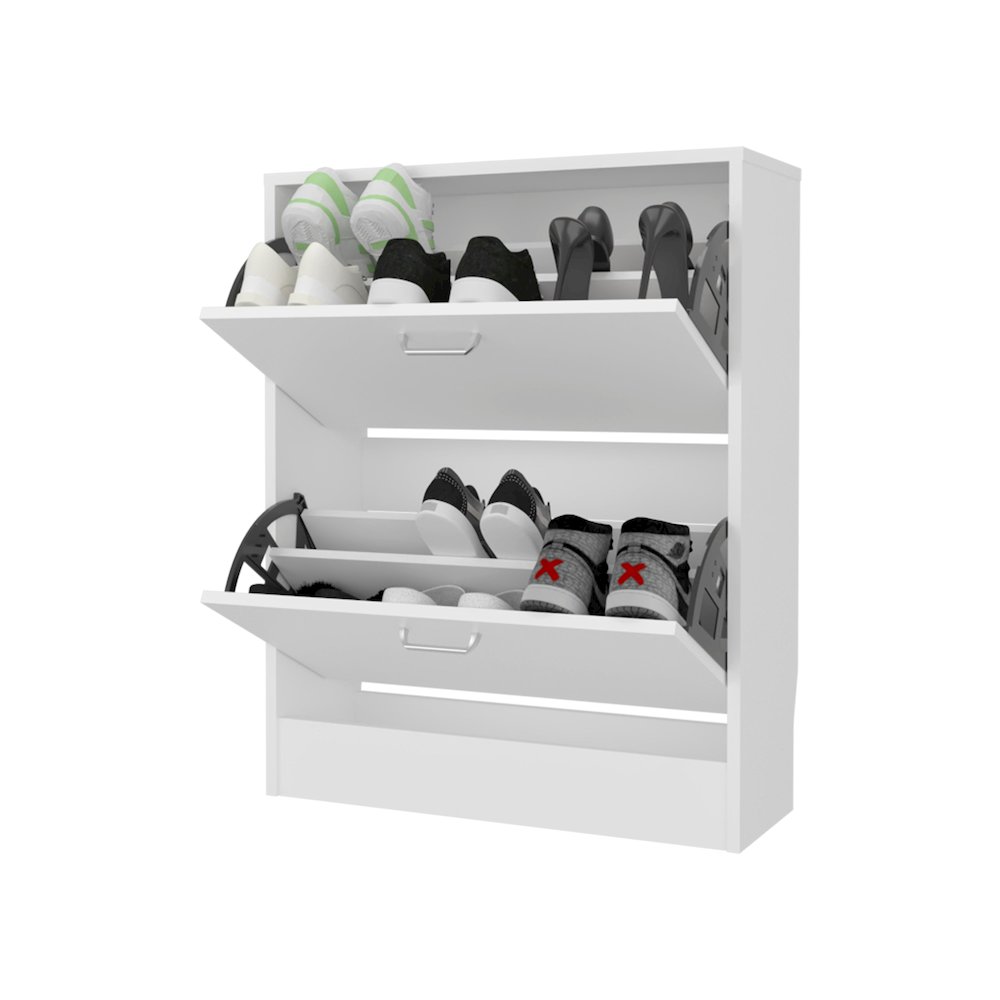 Ozzy Shoe Cabinet, 2 Tilt-Out Doors, Slim Design, Internal Supports, White. Picture 3